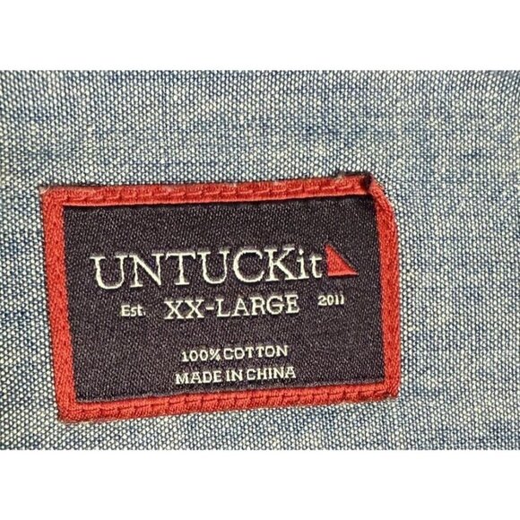 UNTUCKit Button Down Up Shirt Adult XXL Long Sleeve Blue Cotton Men’s Timeless - Picture 2 of 9